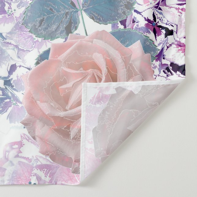 Aquarellfarbene Rose und Hydrangeas. Wandteppich (Detail)