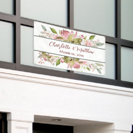 Aquarellfarbene Rose Weichrosa Hochzeit Banner