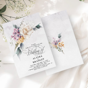 Aquarellfarbene Rose Weiße Lila Textur Einladung