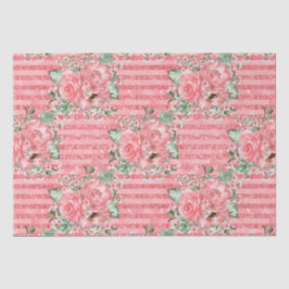 Aquarellfarbene Rosen und Glitzer Streifen Seidenpapier