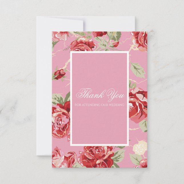 Aquarellfarbene rote Rosen Dankeskarte (Vorderseite)