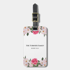 Aquarellfarbene, sanfte, rosa, weiße Rosen - Illus Gepäckanhänger