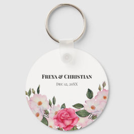 Aquarellfarbene, sanfte, rosa, weiße Rosen - Illus Schlüsselanhänger