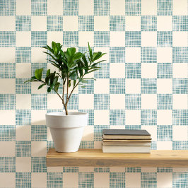 Aquarellfarbene Schachbretter Meerschäube Geometri Tapete