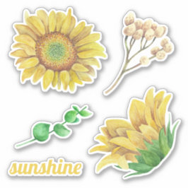Aquarellfarbene Sonnenblumen. Rustikale Landblüte Aufkleber