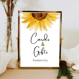Aquarellfarbene Sonnenblumenkarten und -geschenke Poster