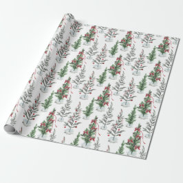 Aquarellfarbene, spartanische Weihnachtsbaumen Geschenkpapier