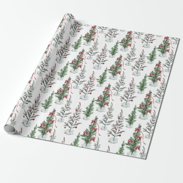 Aquarellfarbene, spartanische Weihnachtsbaumen Geschenkpapier (Ungerollt)