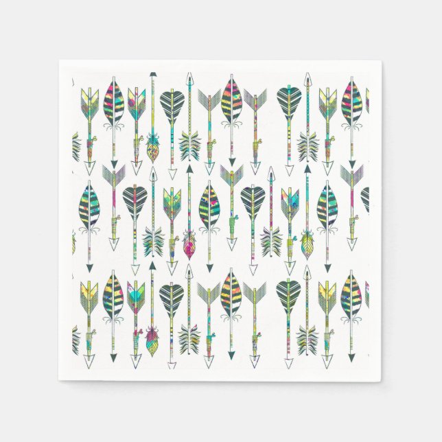 Aquarellfarbene Spritzer, graue Stammes-Pfeile Serviette (Vorderseite)