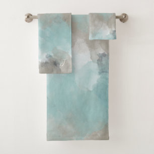 Aquarellfarbene Strandfarben Mit Monogramm Badhandtuch Set