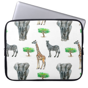 Aquarellfarbene Tiere Nahtloses Muster Laptopschutzhülle