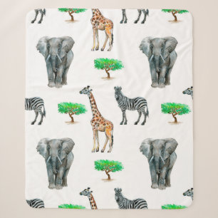 Aquarellfarbene Tiere ohne seapische Muster Sherpadecke