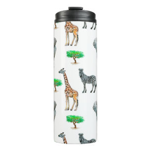 Aquarellfarbene Tiere ohne seapische Muster Thermosbecher