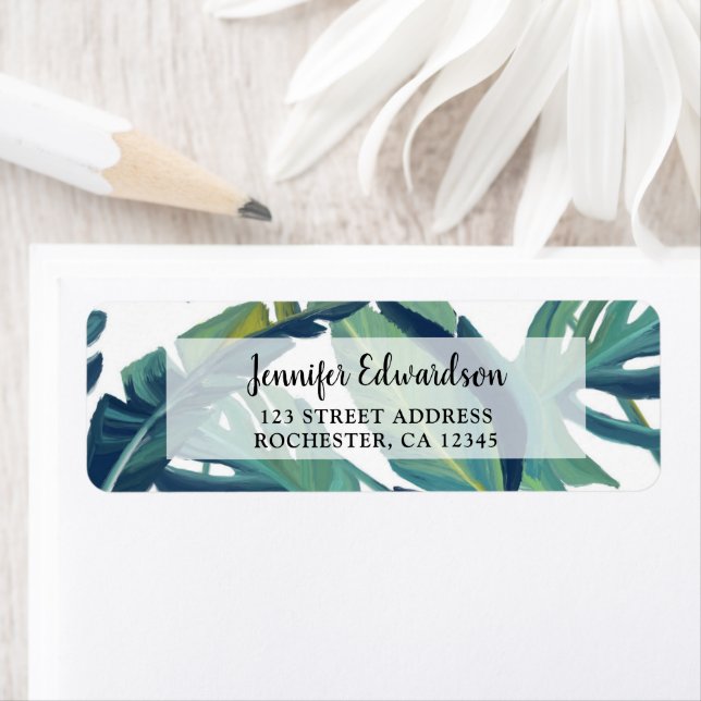 Aquarellfarbene tropisch-grüne Blätter Persönlich (Insitu)