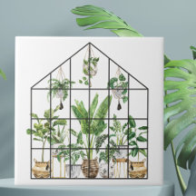 Aquarellfarbene tropische Grüne Hauspflanzengärten