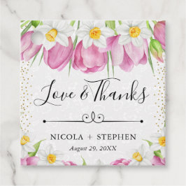 Aquarellfarbene Tulpen und Affodien Hochzeiten Geschenkanhänger