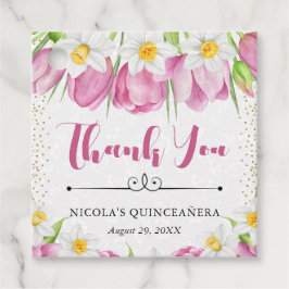 Aquarellfarbene Tulpen und Affodien Quinceanera Geschenkanhänger