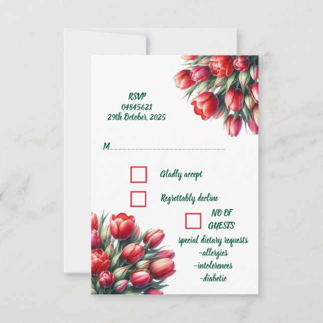Aquarellfarbene Tulpenbouquet UAWG RSVP Karte (Vorderseite)