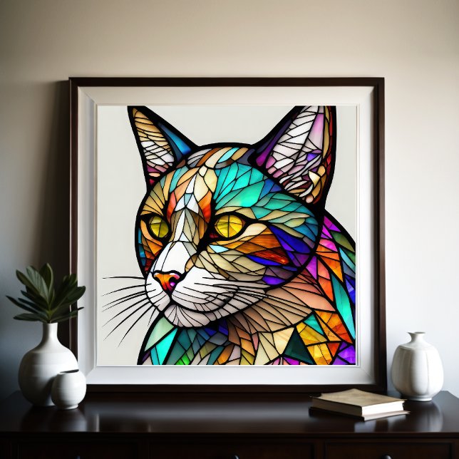 Aquarellfarbene, verglaste Katze Poster (Von Creator hochgeladen)