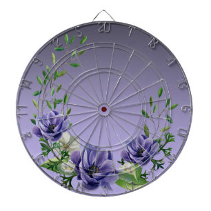 Aquarellfarbene violette Blumen Dartboard Dartscheibe