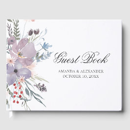 Aquarellfarbene violette Blumen. Lavender Blumenho Gästebuch