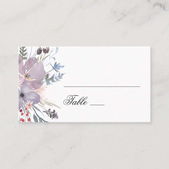 Aquarellfarbene violette Blumen. Lavender Blumenho Platzkarte (Vorderseite)
