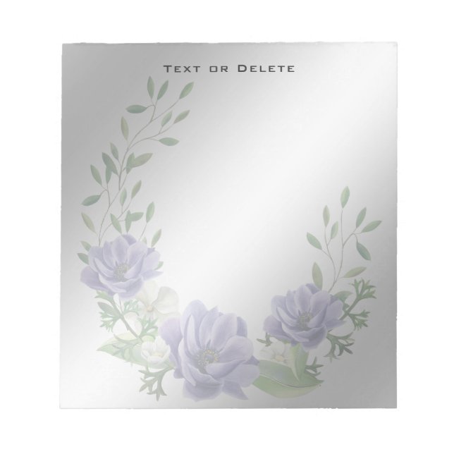 Aquarellfarbene violette Blumen Notepad Notizblock (Vorderseite)