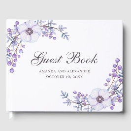 Aquarellfarbene violette Blumen. Violette Blumenho Gästebuch