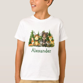 Aquarellfarbene Waldtiere Waldbaumen Kid T-Shirt