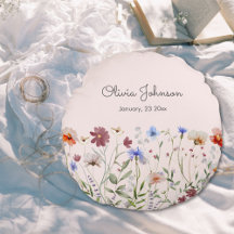 Aquarellfarbene Wildblume Baby Birth Keepake