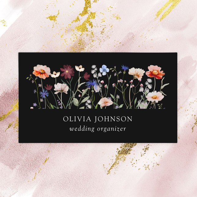 Aquarellfarbene Wildblume Business Card Visitenkarte (In situ)