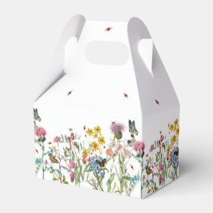 Aquarellfarbene Wildblume Insekten Blumengarten Geschenkschachtel