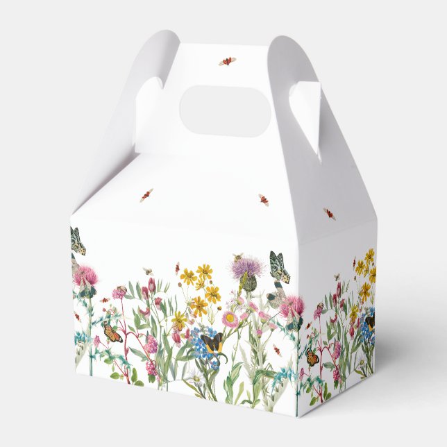 Aquarellfarbene Wildblume Insekten Blumengarten Geschenkschachtel (Vorderseite)