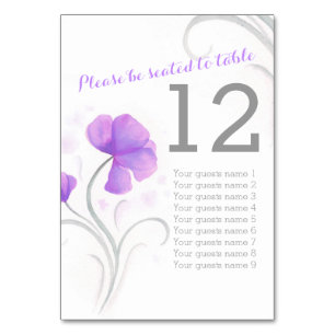 Aquarellfarbene Wildblume lila Hochzeitsstimmung T Tischnummer