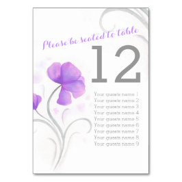 Aquarellfarbene Wildblume lila Hochzeitsstimmung T Tischnummer