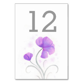 Aquarellfarbene Wildblume lila Hochzeitsstimmung T Tischnummer