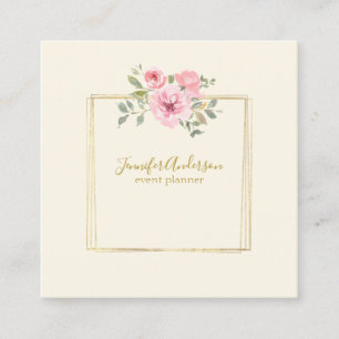 Aquarellfarbene Wildblume Pinselstrich Quadratische Visitenkarte