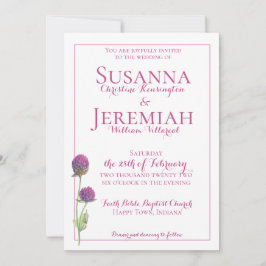 Aquarellfarbene Wildblume Rosa Blumenzehen Einladung