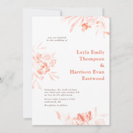 Aquarellfarbene Wildblume rosa Blüten Hochzeit Inv Einladung