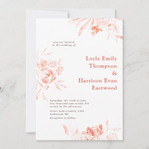 Aquarellfarbene Wildblume rosa Blüten Hochzeit Inv Einladung