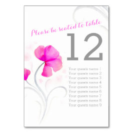 Aquarellfarbene Wildblume Rosa Hochzeit Tischnumme Tischnummer