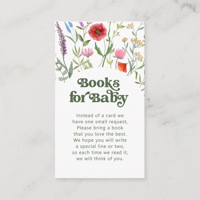 Aquarellfarbene Wildblume Weißbücher für Babydusch Begleitkarte (Vorderseite)