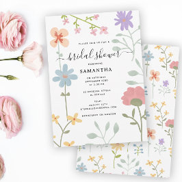 Aquarellfarbene Wildblumen Blumengebirge Brautpart Einladung
