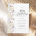 Aquarellfarbene Wildblumen Blumenmuster 40. Geburt Einladung<br><div class="desc">Diese hübsche, feminine Party Einladung aus dem 40. Jubiläum feiert einen Geburtstag in elegantem Stil. Das hübsche Blumendesign in Aquarelltönen mit rosa und pfirsichfarbenen Rose und Pappi mit einer hübschen Eukalyptus-Vegetation entlang der links Grenze. Der gesamte Text kann für Ihr Party personalisiert sein. Diese Einladung steht als gedruckter und papierloser...</div>