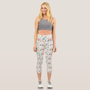 Aquarellfarbene Wildblumen Blumenmuster-67676 Capri Leggings