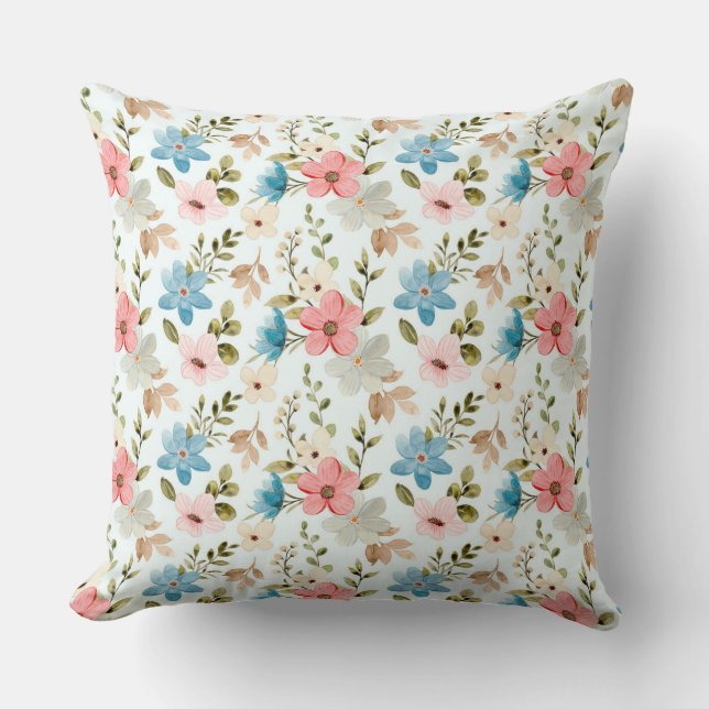 Aquarellfarbene Wildblumen Blumenmuster-67676 Kissen (Vorderseite)