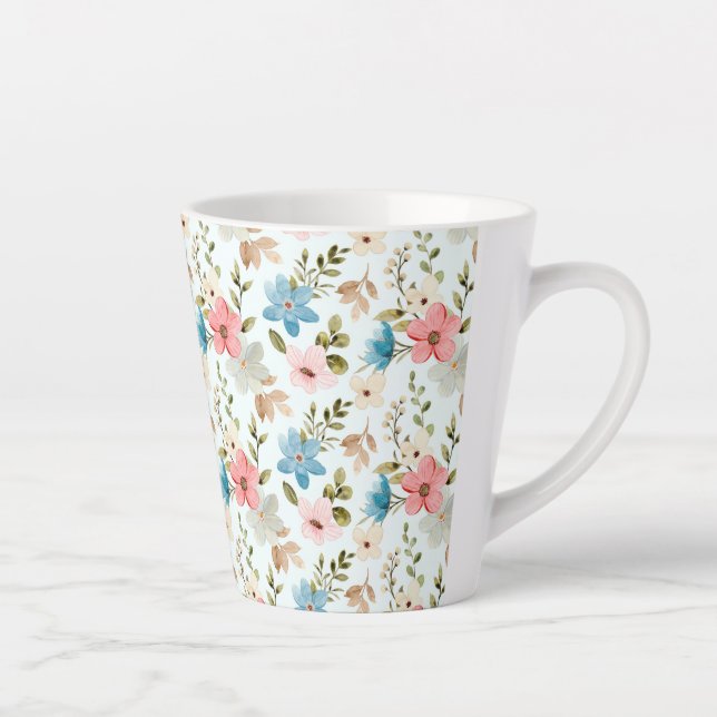 Aquarellfarbene Wildblumen Blumenmuster-67676 Milchtasse (Rechts)