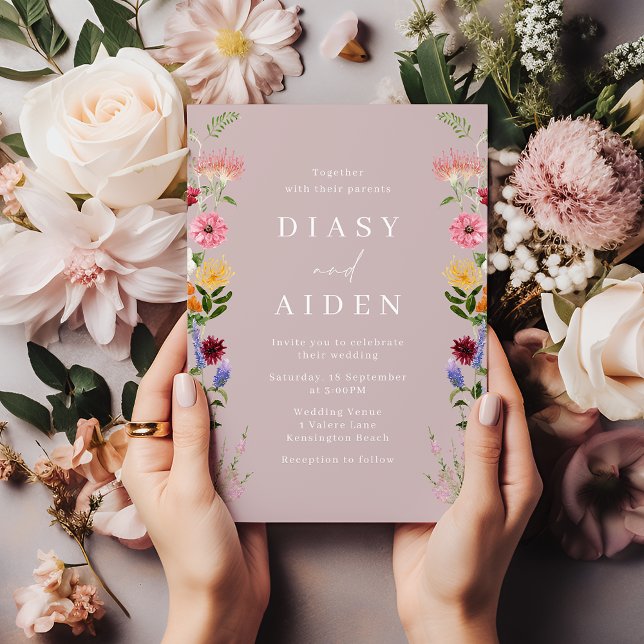 Aquarellfarbene Wildblumen & Blush-Hochzeit Einladung (Von Creator hochgeladen)