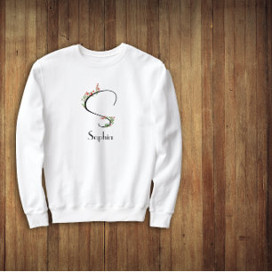 Aquarellfarbene Wildblumen Buchstaben S schwarz Sweatshirt
