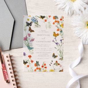 Aquarellfarbene Wildblumen Butterfliegen Blumenzeh
